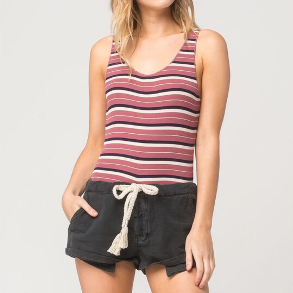 Free People Rose Multi Striped Bodysuit sz XS